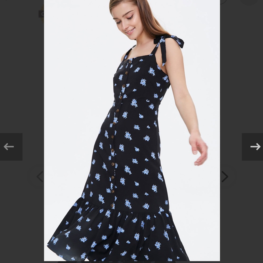 Floral Print Tie-Strap Midi Dress